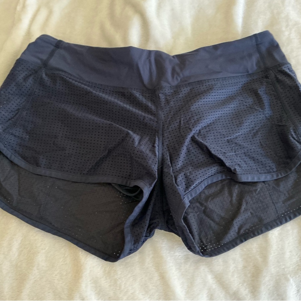 Lululemon Speed Up Mesh Shorts Navy Perforated Running Athletic Women Size 10